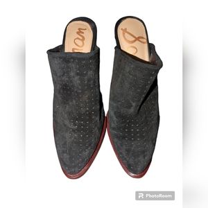 Sam Edelman Black Suede Mule Heels Size 6.5